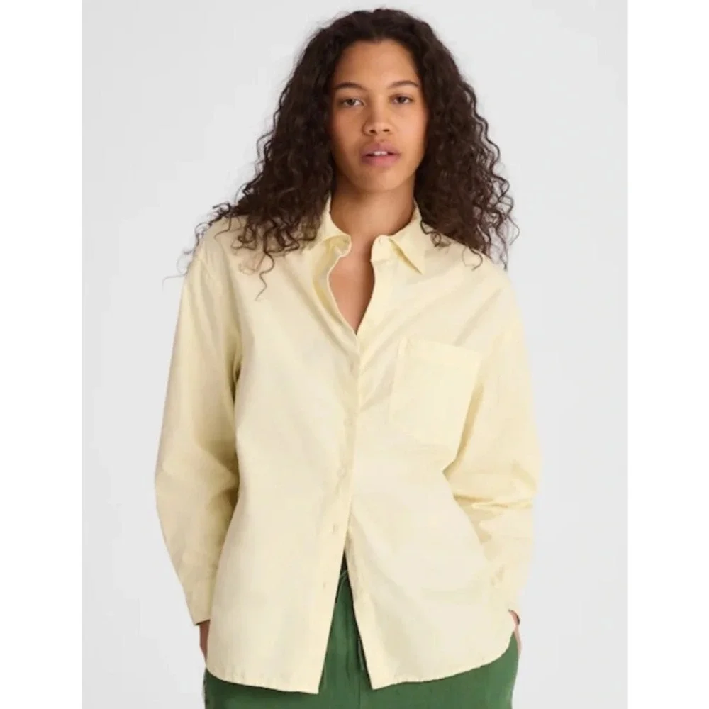 Madewell Shirt Womens XL Sheer Pineapple Yellow Easy Button Down Poplin NY392 - Picture 2 of 9